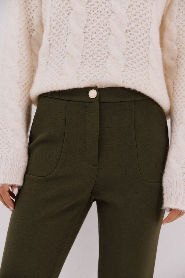 Cortefiel Pantal&oacute;n el&aacute;stico confort Kaki