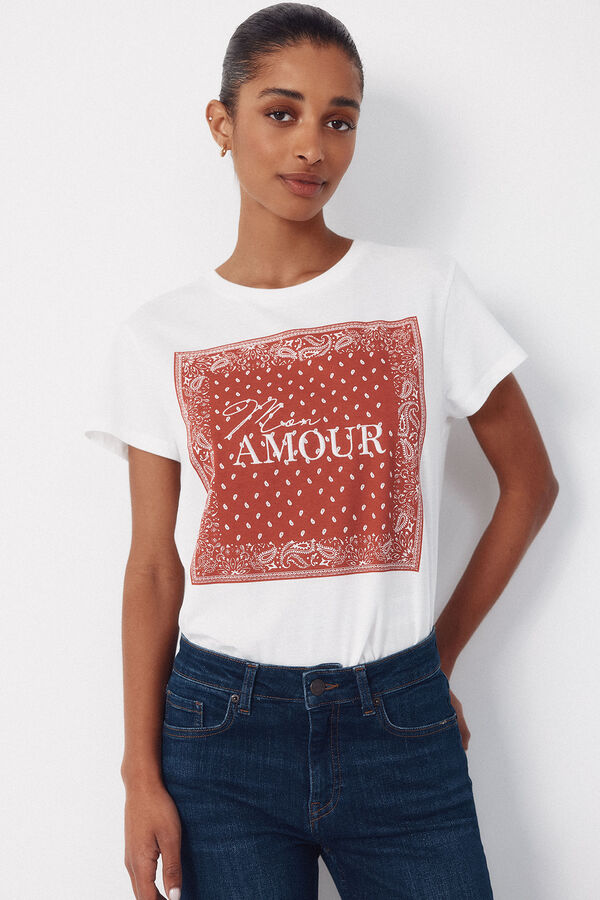 Cortefiel Camiseta estampado posicional Rojo