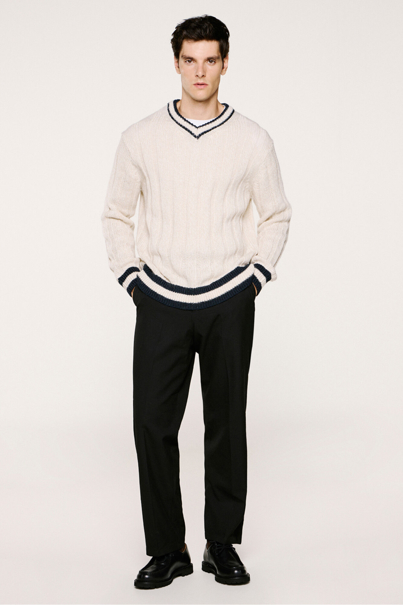 Selected Jersey cuello pico lana y alpaca