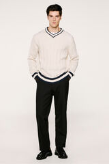 Selected Jersey cuello pico lana y alpaca Blanco