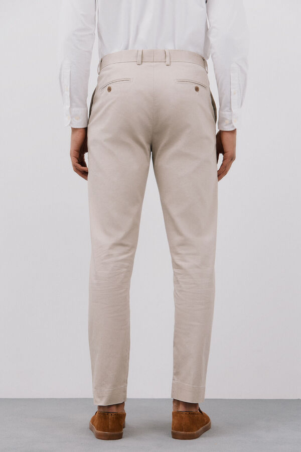 Cortefiel Pantal&oacute;n algod&oacute;n y lino Beige