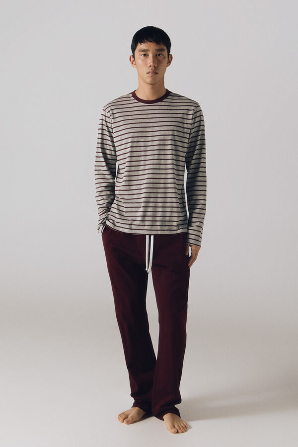 Cortefiel Set de pijama punto Granate