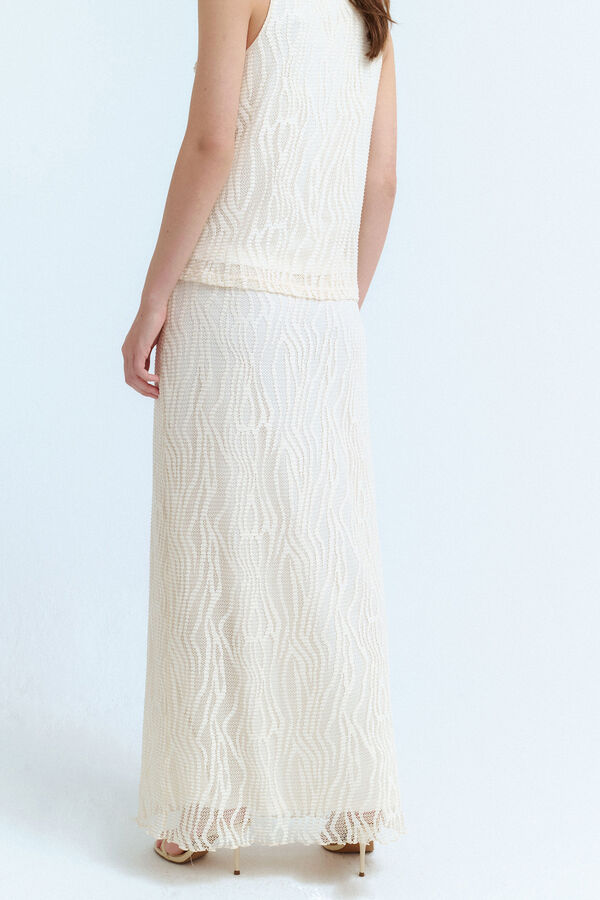 Vila Falda midi encaje Gris