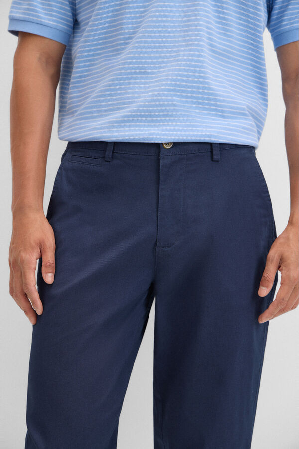 Cortefiel Pantal&oacute;n chino estampado regular fit Azul oscuro
