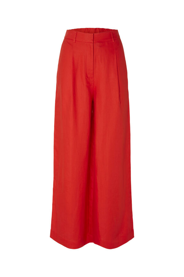 Selected Femme Cal&ccedil;as largas de linho.  Vermelho