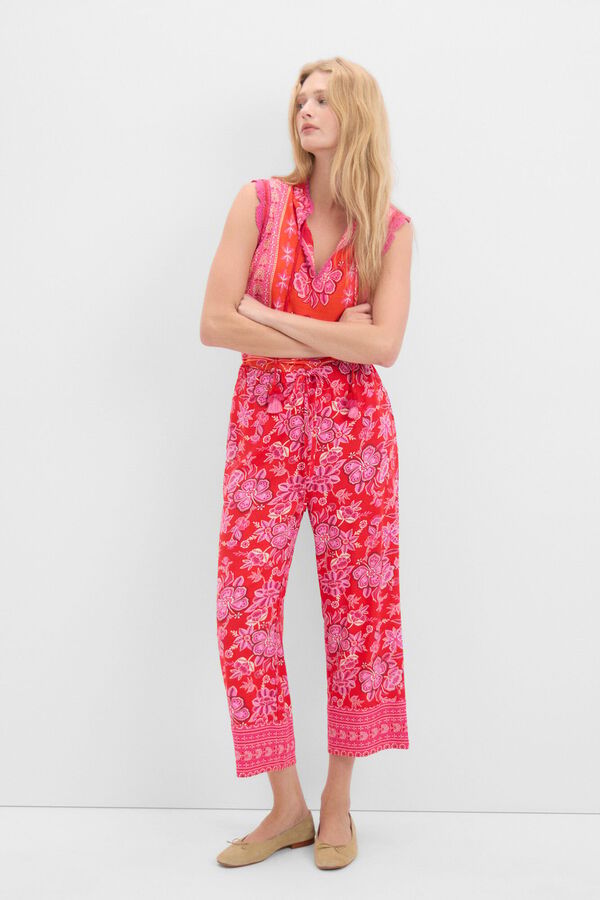 Cortefiel Pantal&oacute;n estampado largo Rojo