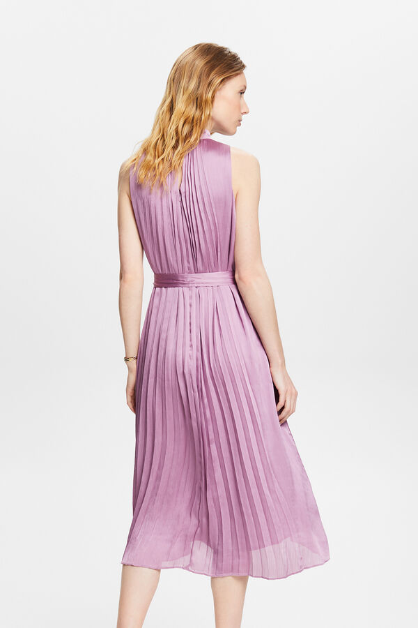 Esprit Vestido midi plisado sin mangas Lila