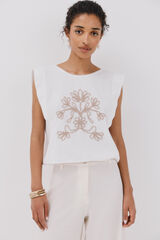 Cortefiel Blusa bordado contrastante Branco