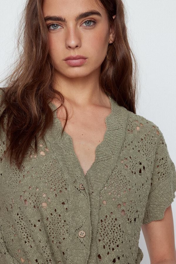 Slowlove Colete malha rendilhada Verde