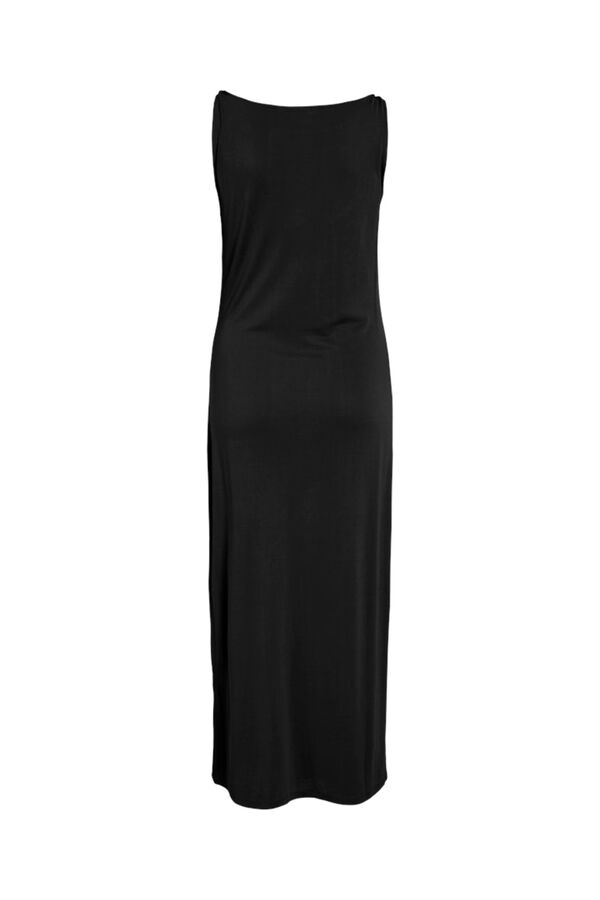 Vila Vestido midi com gola barco em modal Preto