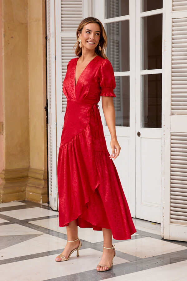Pol&iacute;n Et Moi Vestido de convidada Joana Vermelho