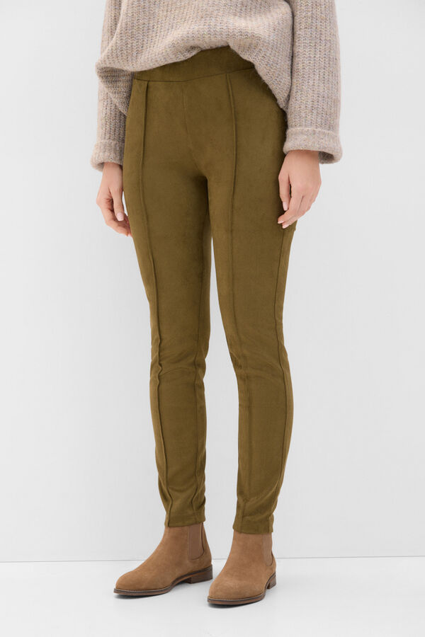 Cortefiel Legging de efeito camur&ccedil;a Verde