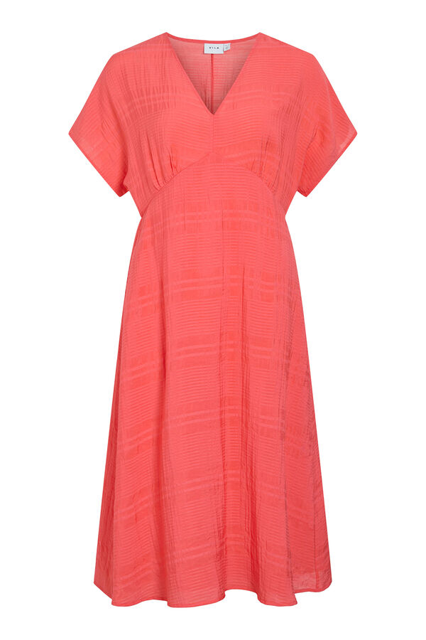 Vila Vestido midi estampado rayas con viscosa Rosa