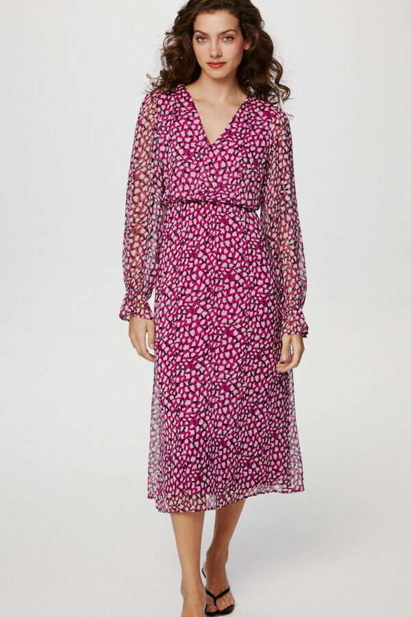 Vila Vestido midi de manga larga semitransparente Multicolor
