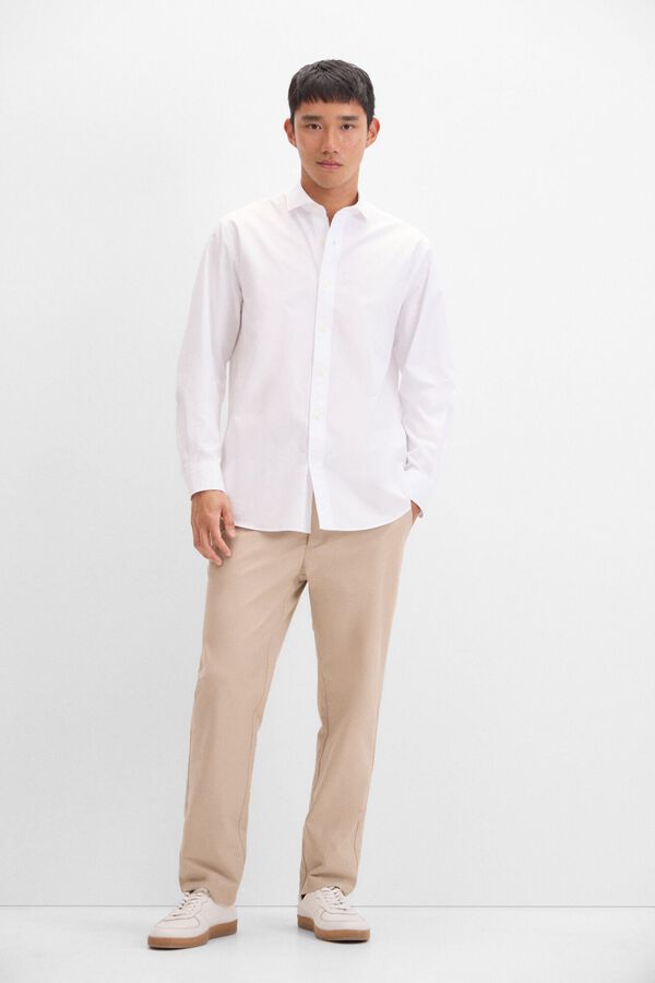 Cortefiel Camisa lisa popel&iacute;n Blanco