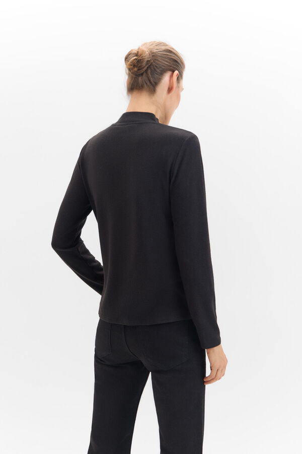 Cortefiel Camiseta tacto suave strass Negro