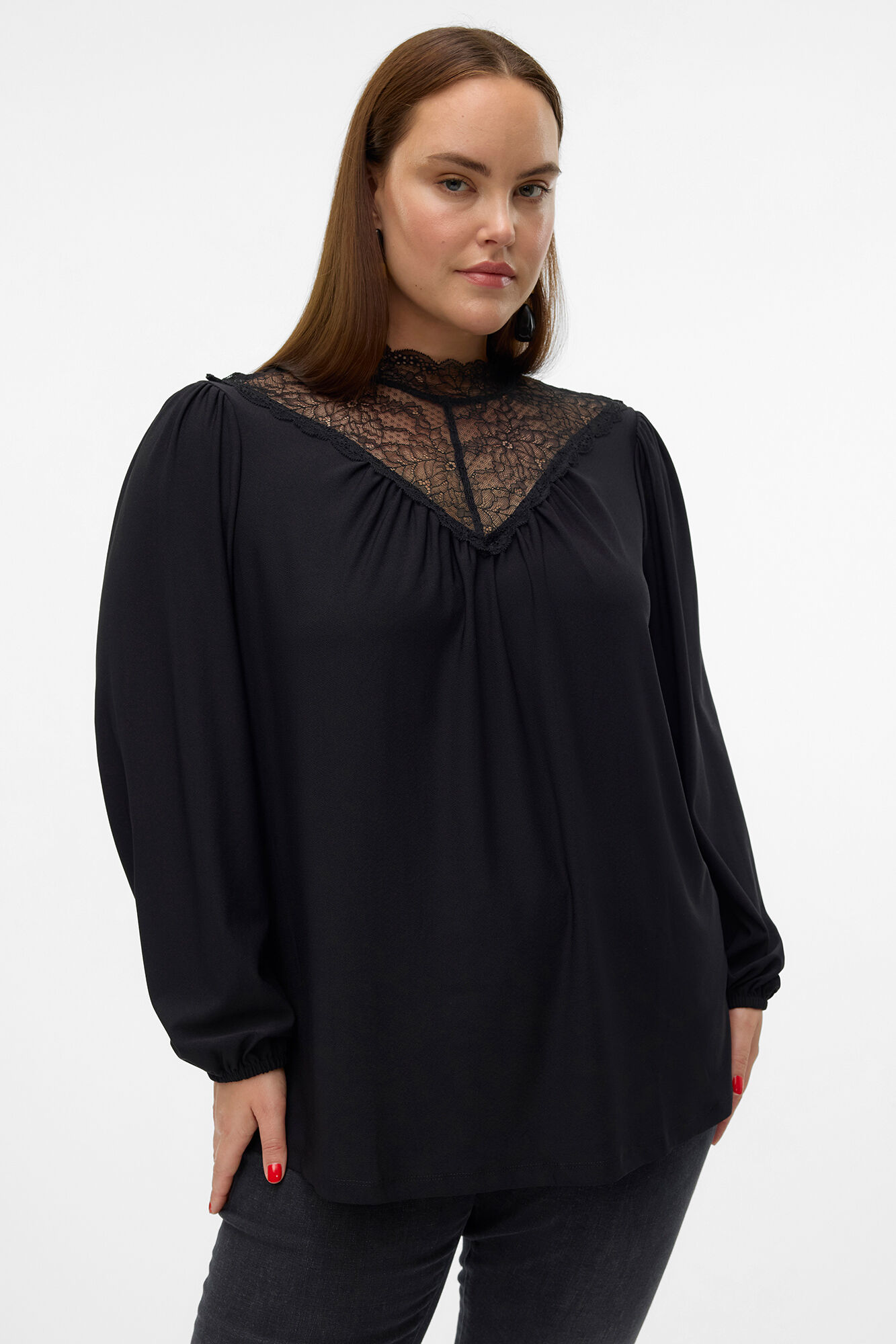 Vero Moda Curve Top encaje de manga larga