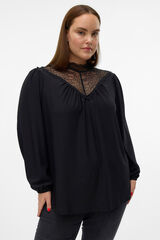 Vero Moda Curve Top encaje de manga larga Negro