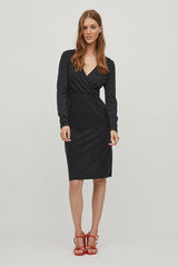Vila Vestido midi cuello pico Negro