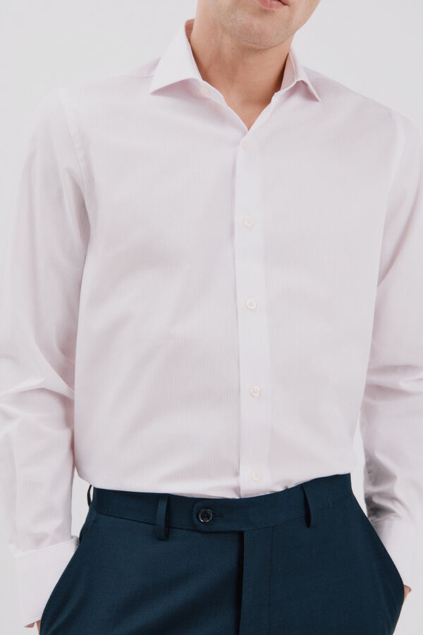 Cortefiel Camisa vestir rayas f&aacute;cil plancha Rosa