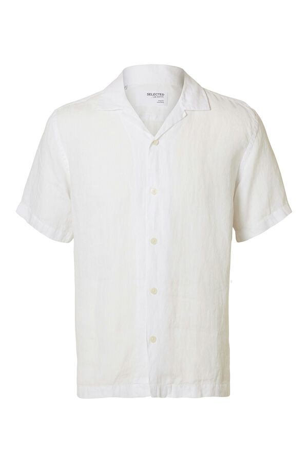 Selected Camisa manga curta 100% linho Branco