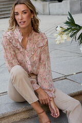 Pol&iacute;n Et Moi Camisa con volantes y estampado floral Rosa