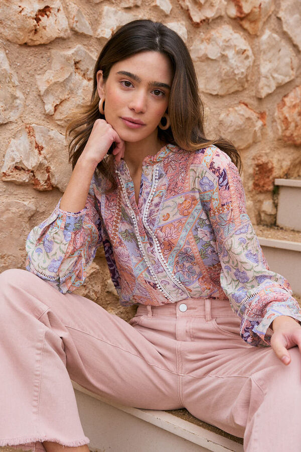 Pol&iacute;n Et Moi Blusa estampado patchwork Tamaris Rosa