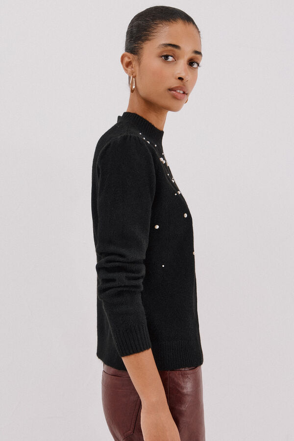 Cortefiel Jersey punto perlas Preto