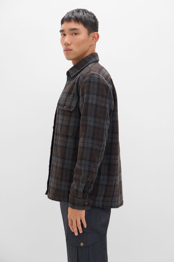 Cortefiel Sobrecamisa acolchoada xadrez Cinzento