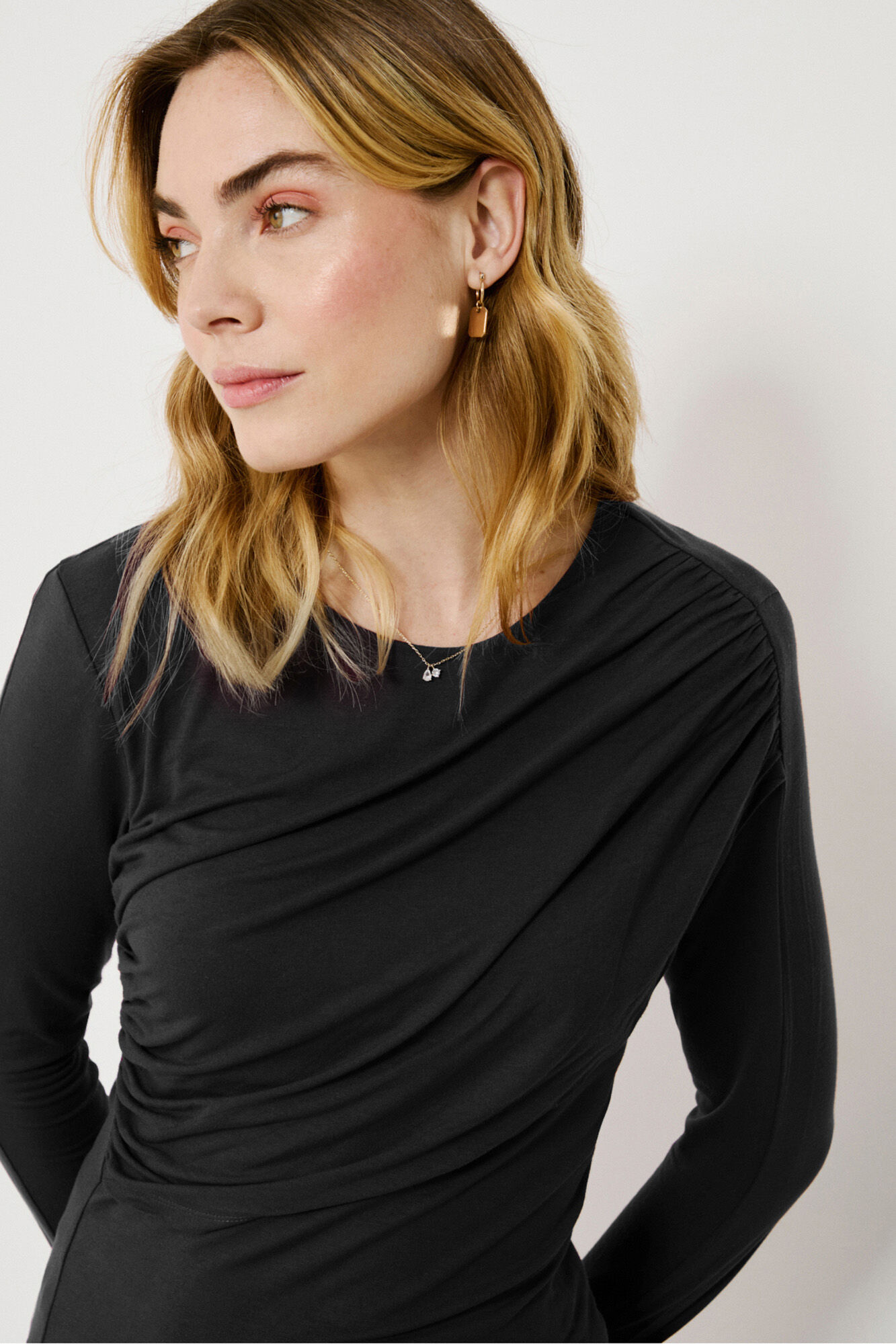 Vila Top de manga larga con detalle drapeado