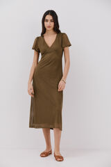 Cortefiel Vestido estructura rayas Kaki