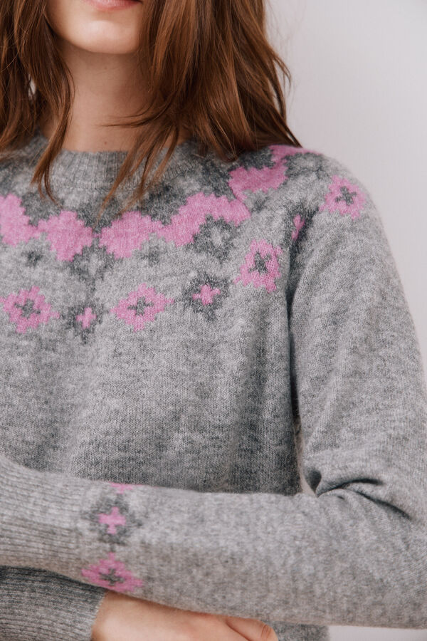 Cortefiel Su&eacute;ter com bordados posicionados Cinzento