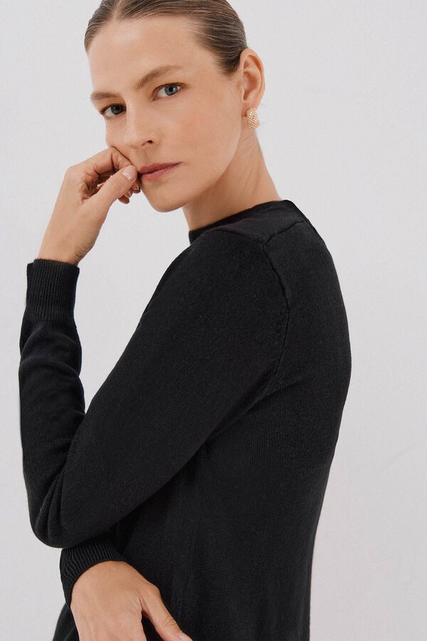 Cortefiel Camiseta b&aacute;sica quadrada Preto