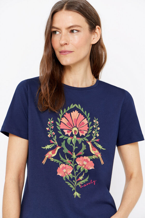 Cortefiel Camiseta estampada Azul marino