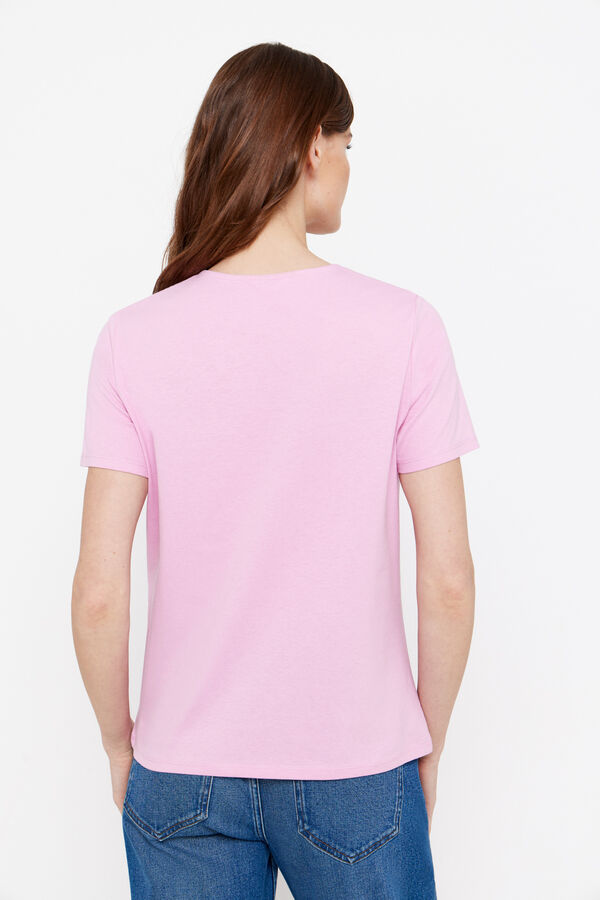 Cortefiel Camiseta bordado Lila