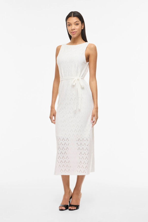 Vila Vestido midi con calados de algod&oacute;n Blanco