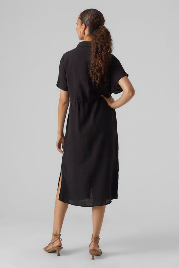 Vero Moda Vestido midi camiseiro de manga curta Preto