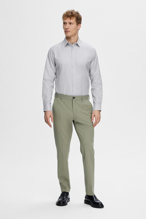 Selected Camisa de manga comprida elegante 100% algod&atilde;o Azul