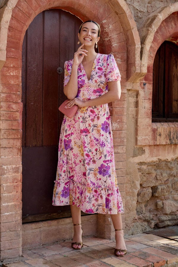 Pol&iacute;n Et Moi Vestido comprido com flores Subiu