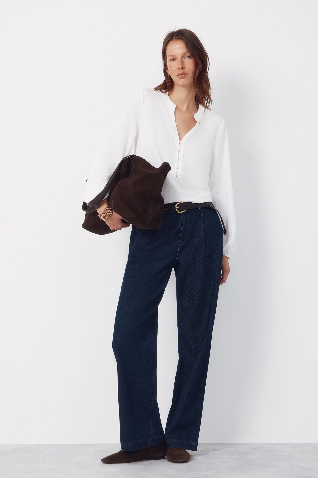 Cortefiel Blusa mandarim com bot&otilde;es