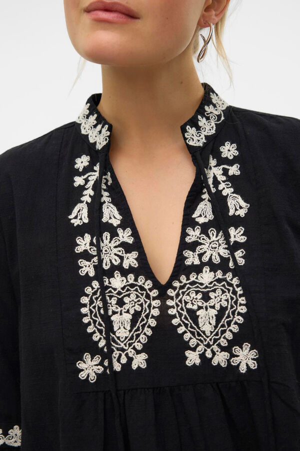 Vero Moda Camisa de manga larga detalles bordados Negro