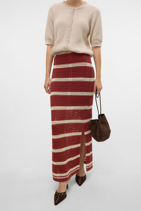 Vero Moda Falda larga crochet Rojo
