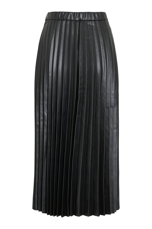 Vila Falda midi plisada polipiel Negro