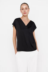 Cortefiel Top combinado sat&eacute;n Negro