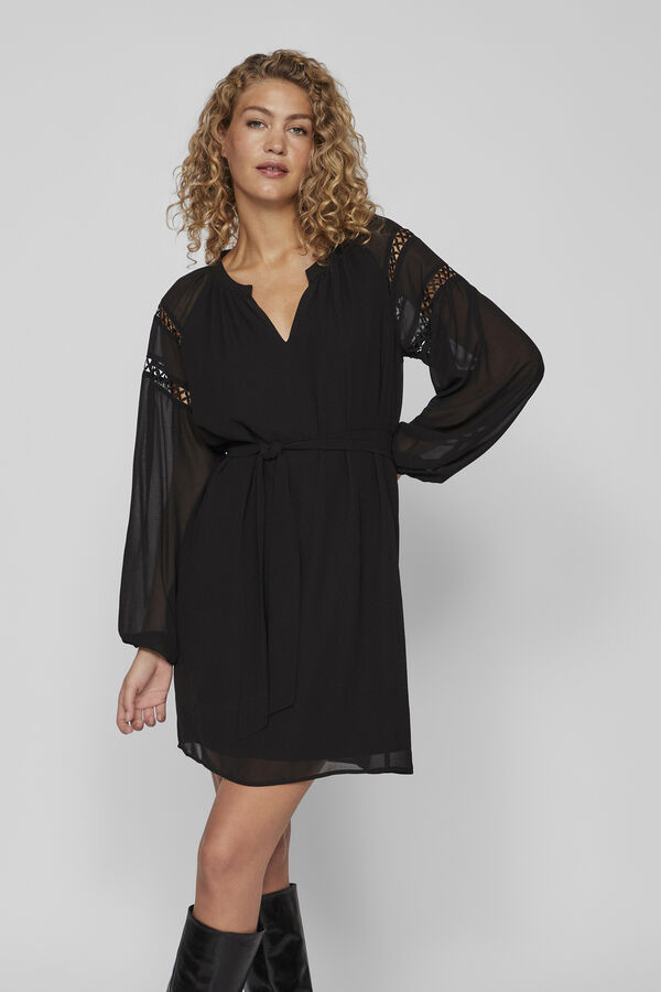 Vila Vestido curto de manga comprida  Preto