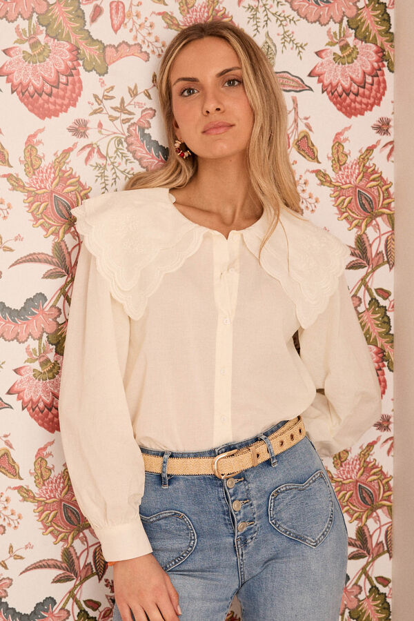 Pol&iacute;n Et Moi Camisa gola &iacute;ris Tostado