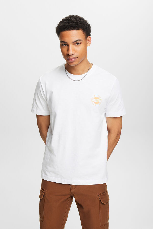 Esprit Camiseta algod&oacute;n logo y transfer en espalda Blanco