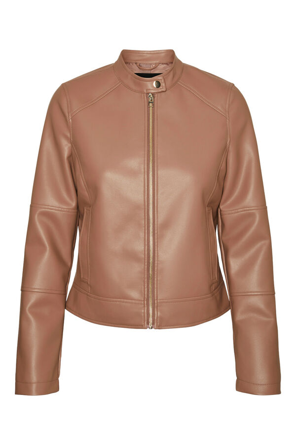 Chaqueta polipiel de mujer con bolsillos Ofertas en cazadoras y