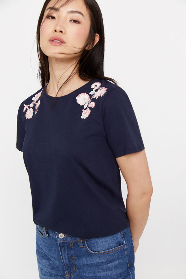 Cortefiel Camiseta estampado motivo floral Azul marino
