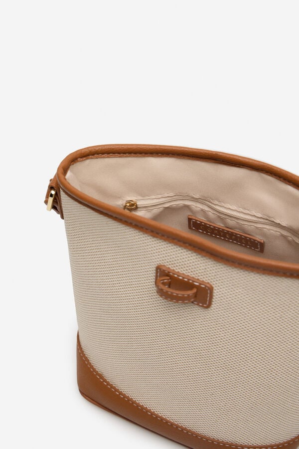 Cortefiel Bolsa tiracolo bucket de lona Castanho